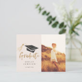 Graduation Cap Tassel Gold Foil Foto 2022 Announc Aankondigingskaart (Staand voorkant)