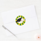 Graduation Cap Tilt w/Diploma - Goud & Groen Ronde Sticker (Envelop)
