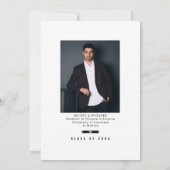 Graduation Cap Toss Black & White Grad Party Kaart (Achterkant)