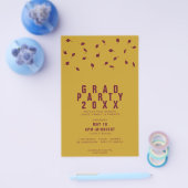 Graduation Cap Toss Maroon & Gold Grad Party Flyer (Enkel)