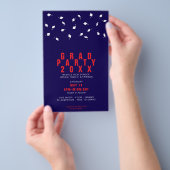 Graduation Cap Toss Red & Navy Grad Party Flyer (Hand)