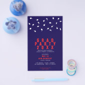 Graduation Cap Toss Red & Navy Grad Party Flyer (Enkel)