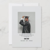 Graduation Cap Toss Silver & Black Grad Party Kaart (Achterkant)