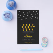 Graduation Cap Toss Silver & Gold Grad Party Flyer (Enkel)