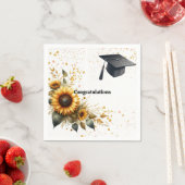 Graduation Cap Zonnebloempapier Servetten (Insitu)