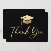 Graduation Cap zwart en goud Bedankkaart (Voorkant / Achterkant)