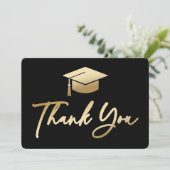 Graduation Cap zwart en goud Bedankkaart (Staand voorkant)