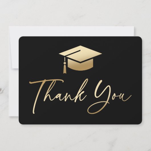 Graduation Cap zwart en goud Bedankkaart (Voorkant)