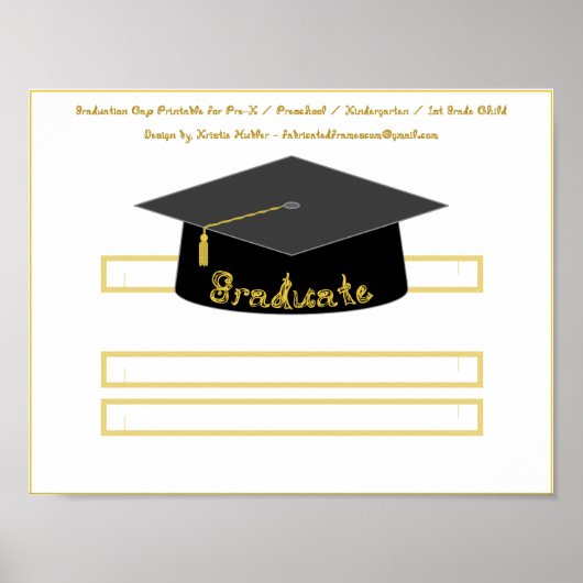 Graduation Cap Zwart Papier Pet Goud Afstuderen Poster (Voorkant)