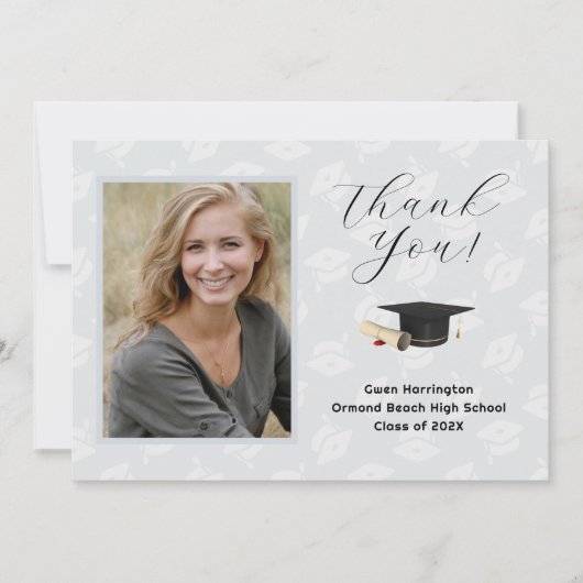 Graduation Caps Photo Thank You Message Cards Kaart (Voorkant)