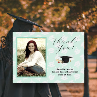 Graduation Caps Photo Thank You Message Cards Kaart