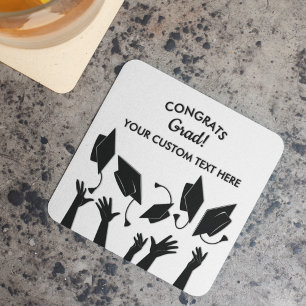 Graduation Caps Toss Modern Congrats Afstudeerder  Kartonnen Onderzetters