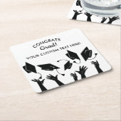 Graduation Caps Toss Modern Congrats Afstudeerder  Kartonnen Onderzetters (Schuin)