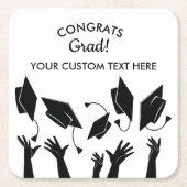 Graduation Caps Toss Modern Congrats Afstudeerder  Kartonnen Onderzetters (Voorkant)