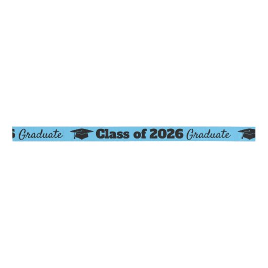 Graduation Celebration Black Blue Hat Vector Art Grosgrain Lint (Voorkant)