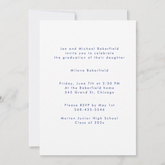 Graduation celebration invitation class of 2026 aankondiging (Achterkant)