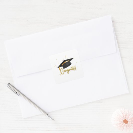 Graduation Celebration Vierkante Sticker (Envelop)