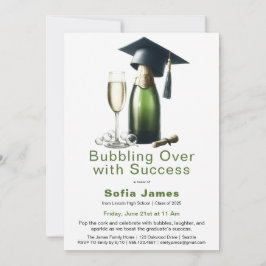 Graduation Champagne Celebration Invitation Kaart