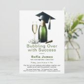 Graduation Champagne Celebration Invitation Kaart (Staand voorkant)