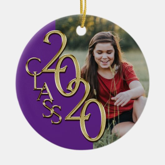Graduation Class 2020 Photo Purple with Gold Keramisch Ornament (Voorkant)