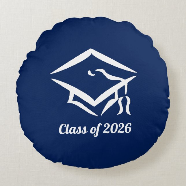 Graduation Class of 20?? BLUCLWHT Customize Year Rond Kussen (Voorkant)