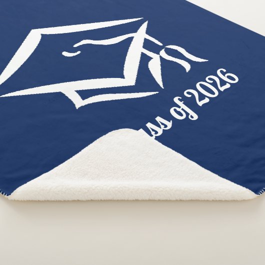 Graduation Class of 20?? BLUCLWHT Customize Year Sherpa Deken (3/4)