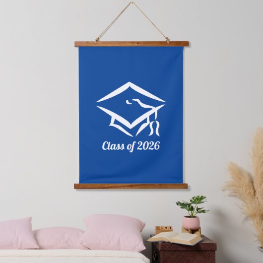 Graduation Class of 20?? BLUWHT Customize Year Hangend Wandkleed (Slaapkamer)