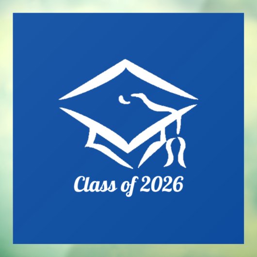 Graduation Class of 20?? BLUWHT Customize Year Raamsticker (Vel 3)
