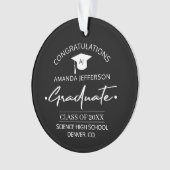 Graduation | Class year and school PHOTO black Ornament (voorkant)