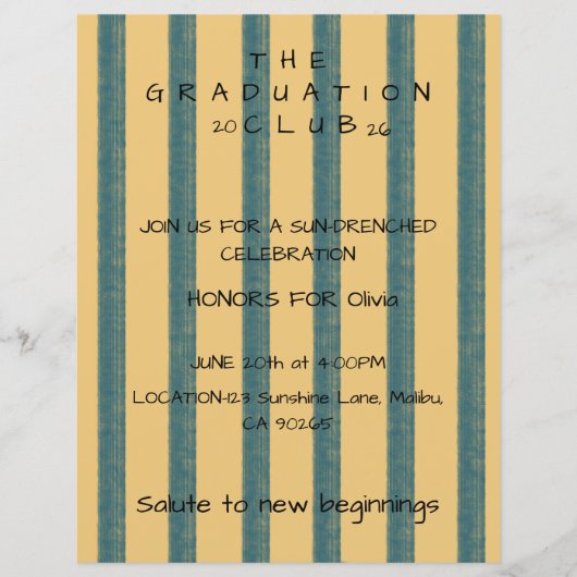 "Graduation Club" uitnodiging Papier Blad (Voorkant)