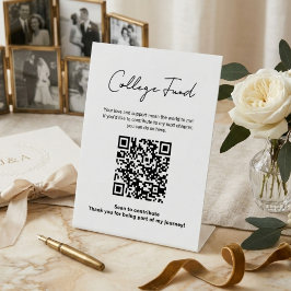 Graduation College Fund QR Code Minimalist Reclamebord Met Voetstuk