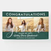 Graduation Congrats 3 Photo Collage Dark Green Spandoek (Horizontaal)