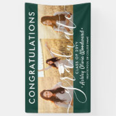 Graduation Congrats 3 Photo Collage Dark Green Spandoek (Verticaal)