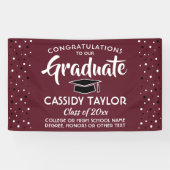 Graduation Congrats Confetti Modern Maroon & White Spandoek (Horizontaal)
