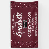 Graduation Congrats Confetti Modern Maroon & White Spandoek (Verticaal)