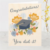 Graduation Congrats! Floral Grad for Her Greeting Kaart (Gele Bloem)