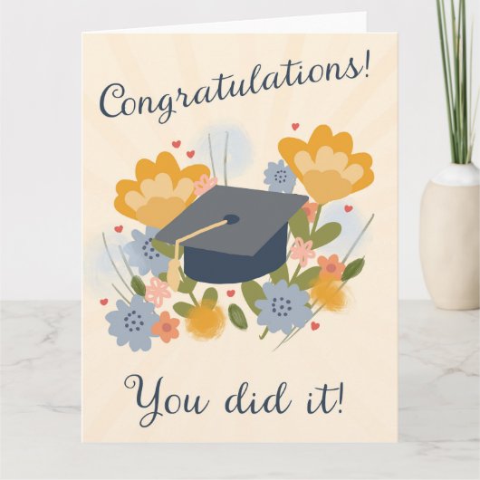 Graduation Congrats! Floral Grad for Her Greeting Kaart (Voorkant)