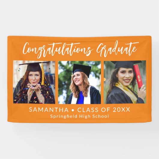 Graduation Congratulations Graduate 3 Photo Orange Spandoek (Horizontaal)
