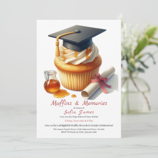 Graduation Cupcake Brunch Celebration Kaart (Staand voorkant)