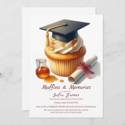 Graduation Cupcake Brunch Celebration Kaart (Voorkant / Achterkant)