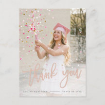 Graduation | Custom Elegant Script Photo Thank You
