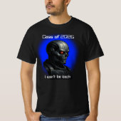 Graduation Cyber Skull Blue Glow Robot Head Design T-shirt (Voorkant)