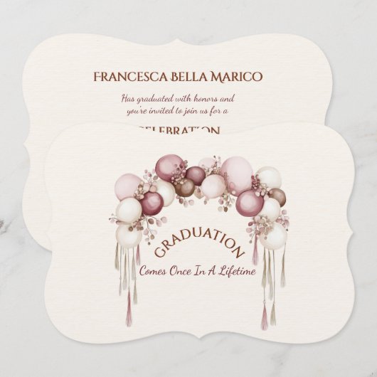 Graduation Daughter Balloons Invitation Kaart (Voorkant / Achterkant)
