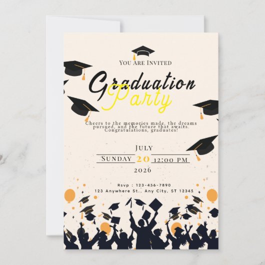 Graduation Digital Invitation Template – Modern Gr Kaart (Voorkant)