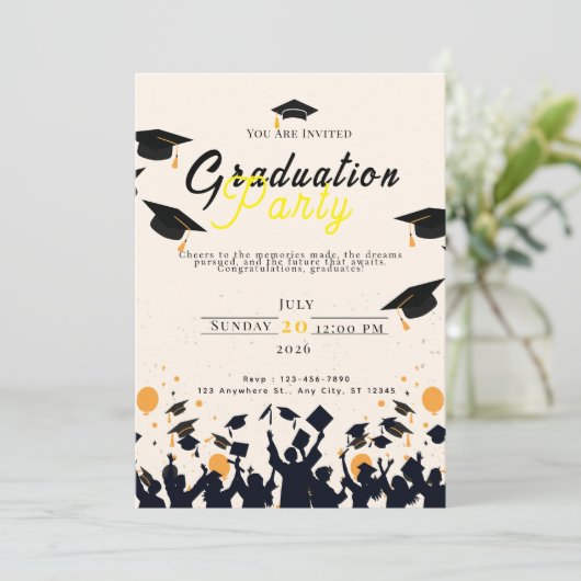 Graduation Digital Invitation Template – Modern Gr Kaart (Staand voorkant)