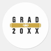 Graduation Diploma Black & Gold Envelope Seal Ronde Sticker (Voorkant)