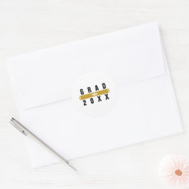 Graduation Diploma Black & Gold Envelope Seal Ronde Sticker