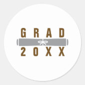 Graduation Diploma Brown & Silver Envelope Seal Ronde Sticker (Voorkant)