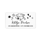 Graduation Doodle Return Address Etiket (Voorkant)