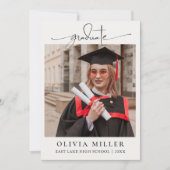 Graduation Elegant Photo Handwritten Grad party Kaart (Voorkant)